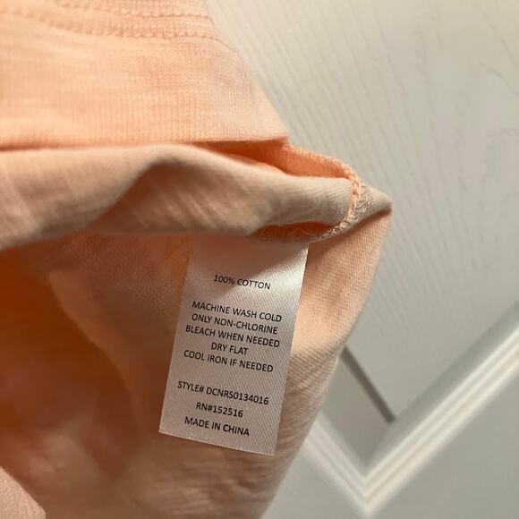 Molly & Isadora Crochet Shoulder Coral 100% Cotton T-Shirt Women's Size 0X NWT - Picture 5 of 5